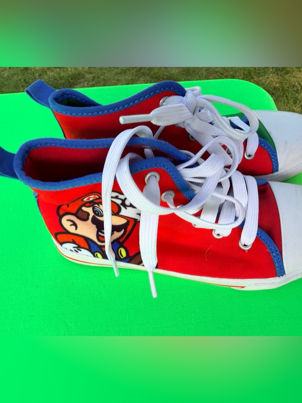 Nintendo Red High-Top Kids Sneakers with White Laces and Blue Trim